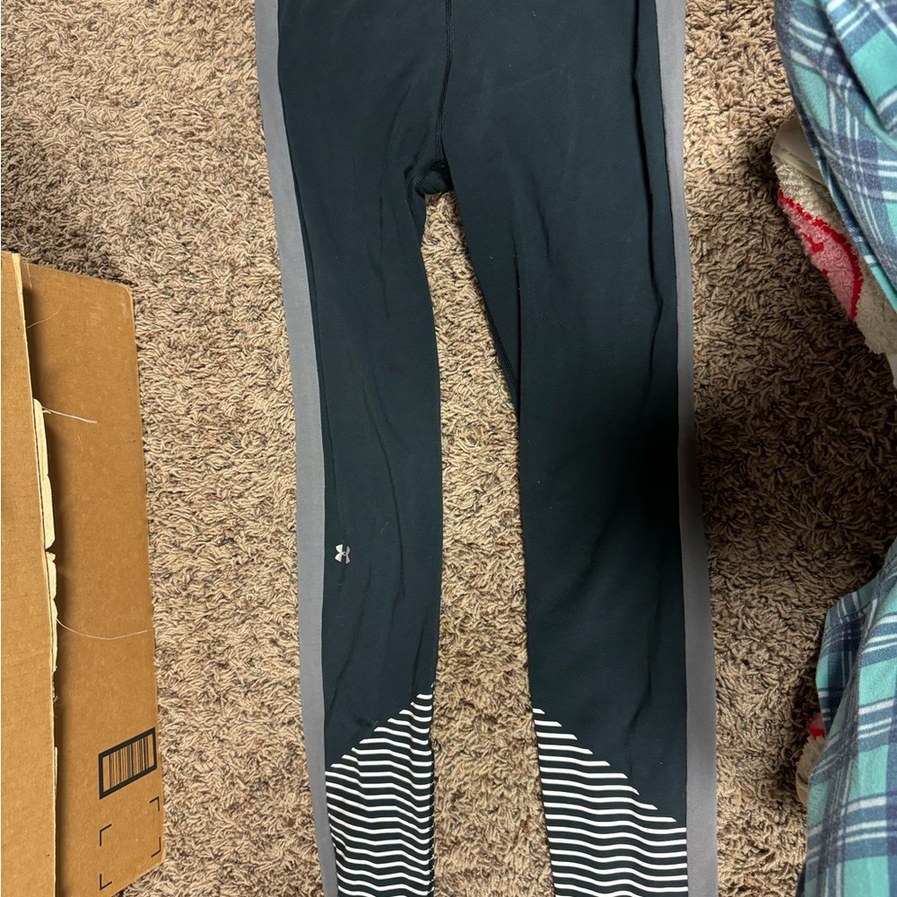 Under Armour Black and Gray Striped Leggings